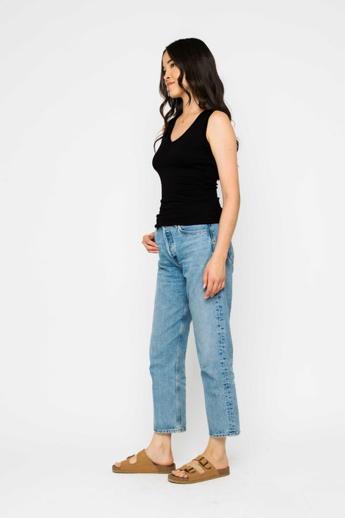 Joelle-Textured Vee Neck Tank